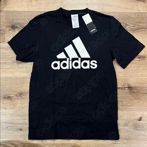 Adidas Men's Black and White Logo Tee